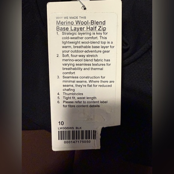 Lululemon Wool Blend Base Layer Half Zip - Picture 7 of 7